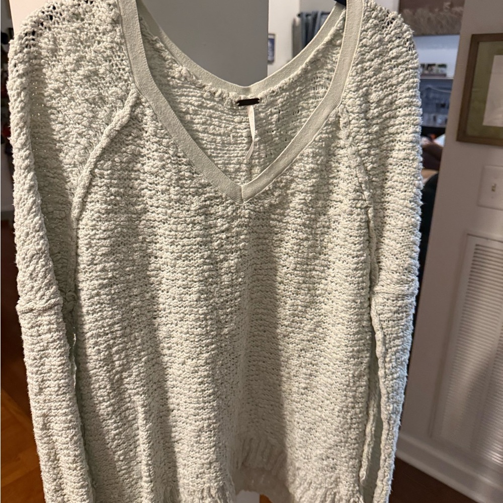 Free People Textured Knit Sweater in light green
